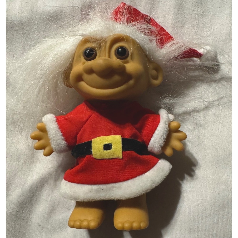 VTG Russ Troll Doll Santa Claus Christmas Figurine 4" Retro Holiday Decor‎